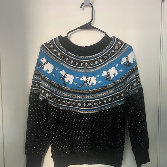 Black and Blue Polar Bear Sweater - Picture 1 of 5